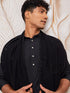 Men's Black Viscose Kurta, Pyjama And Dupatta Set.